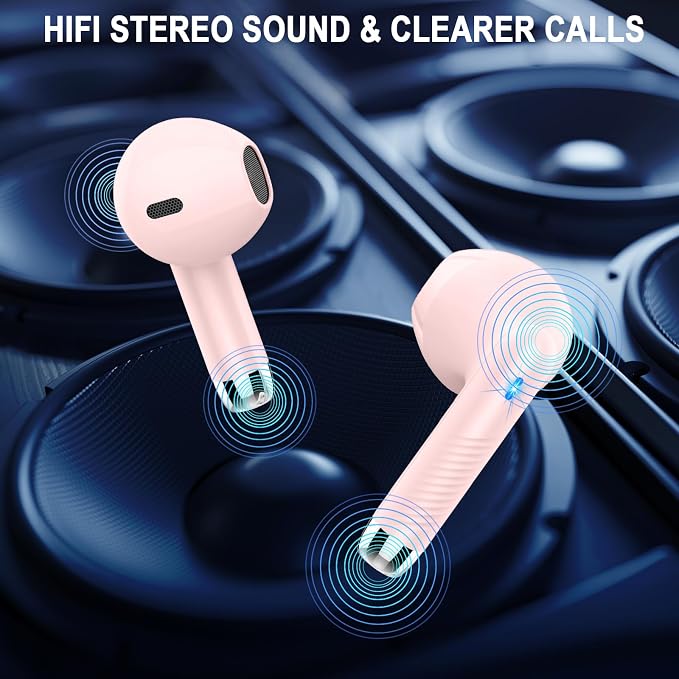 Wireless Earbuds, Bluetooth 5.4 Ear Buds LED Power Display Headphones Bass Stereo, Bluetooth Earbuds in-Ear Noise Cancelling Mic, 40H Playback Mini Case IP7 Waterproof Sports Earphones for Android iOS
