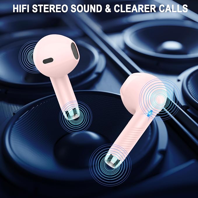 Wireless Bluetooth 5.4 Earbuds, Ear Buds LED Power Display Headphones 6D Stereo, Bluetooth Earbuds in-Ear Noise Cancelling Mic, 40H Playback Mini Case IP7 Waterproof Sports Earphones for Android iOS