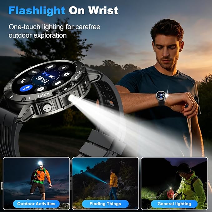 Smart Watch for Men Fitness Tracker: Waterproof Make Answer Call Running Digital Mens Watches Military Smartwatch Android Phone iPhone Samsung Compatible SpO2 Sleep Heart Rate Monitor Step Pedometer
