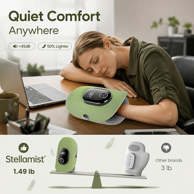 Hand Massager with Heat and Compression, Finger Stretch&Knuckle Stretching, 4 Massage & 5 Compression & 3 Temperatures Modes, Gifts for Women Men (Green)