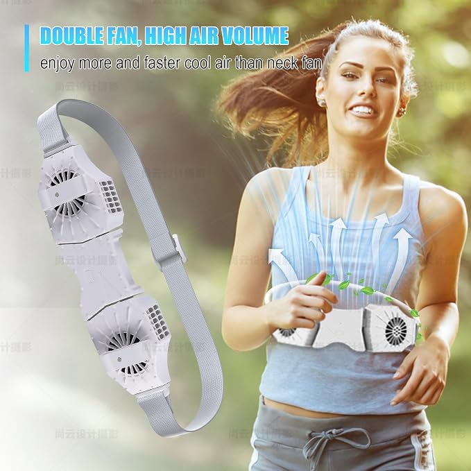 Portable Waist Fan Rechargeable, Belt Clip On Cooling Device 8000 mAh Body Wearable Personal Under Shirt Fan that Blow Cold Air for Travel/Outdoor/Farm/Camping/Hiking/Fishing (black)