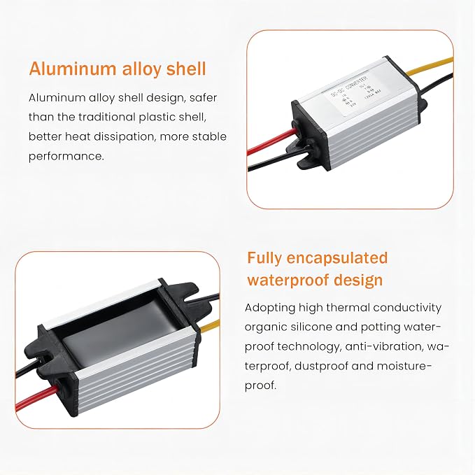 DC 24V Step Down to 12V 5A 60W DC Buck Converter Power Transformer Supply for Golf Cart Vehicle etc