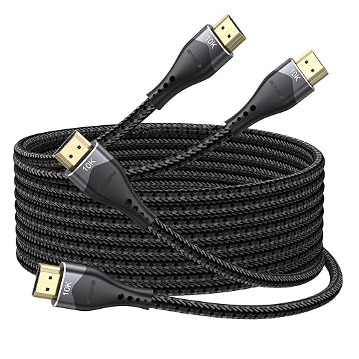 HDMI Cable 8FT 2-Pack 10K 8K 4K, HDMI 2.1 Cable 48Gbps Ultra High Speed HDMI Braided Cord 8K@60Hz, 4K@120Hz, eARC, HDR10+, HDCP2.3 for PS5/PS4, Xbox, Monitor, HDTV, Roku TV, Laptop, Projector