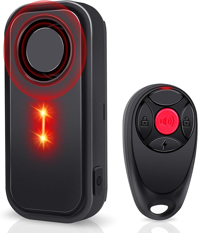 USUPERINK Bike Alarm System Anti Theft, 113dB Bike Alarm, Motion Alarms for E-Bike Motorcycle Scooter Bicycle Security Alert Vibration Warning Interior Safety Red LED Light IP66 Waterproof