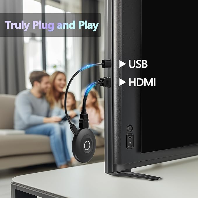 MpioLife True 4K Wireless Display Adapter, Plug & Play, HDMI Dongle 5G+2.4G Wireless Screen Mirroring Cast from Smartphone Tablet Laptop PC to HDTV/Monitor/Projector, Support AirPlay DLNA Miracast