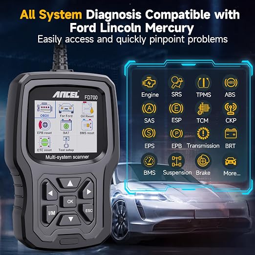ANCEL BM200 12V Car Battery Tester, Bluetooth 4.2 Automotive Battery Monitor with ANCEL FD700 OBD2 Scanner Automotive Disgnostic Tool Fits for Ford Lincoln Mercury Vehicles