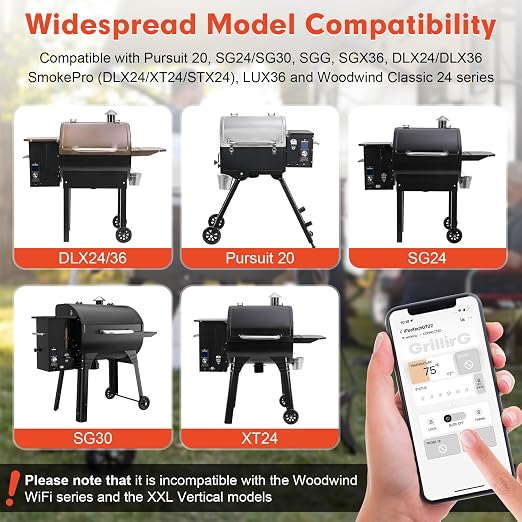 PID WiFi Gen 2 Pellet Grill Controller,Replacement for Camp Chef Pellet Grill & Smoker PG24-82 Models, PG24-82 Compatible with Pursuit 20, SG24, XT24, SGG/SG 30, SGX36, DLX24/36