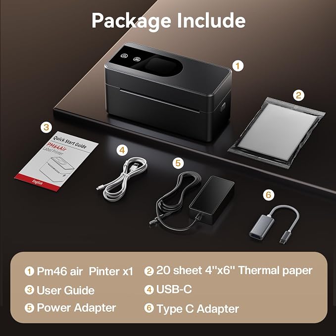 Phomemo PM64Air AirPrint Thermal Label Printer with Touch Screen, Wireless Wi-Fi Shipping Label Printer for Small Business, Thermal Printer Compatible with iOS, Android, Windows, Mac, Amazon, Shopify