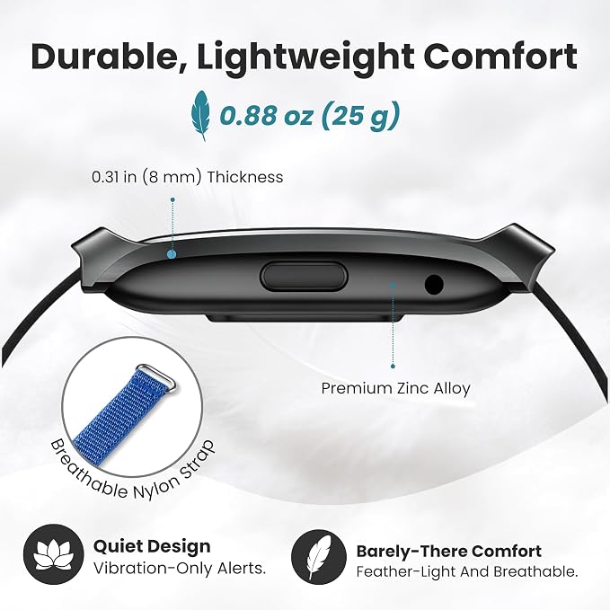 Herz P1 Smart Band Bracelet - Health Wristband Fitness Tracker for Heart Rate, Sleep, Stress, Track Steps, Activity & Body Temperature, 30 Days Battery, Subscription Free App, 1ATM Water Resistant