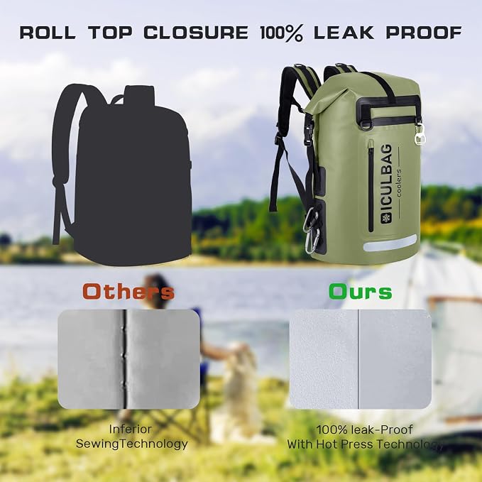 48cans Large Cooler Backpack Insulated Waterproof for Men Women Insulated Backpack Cooler Leak Proof Waterproof for 12 Hours Cooling for Camping Picnic Hiking Beach Travel Kayaking