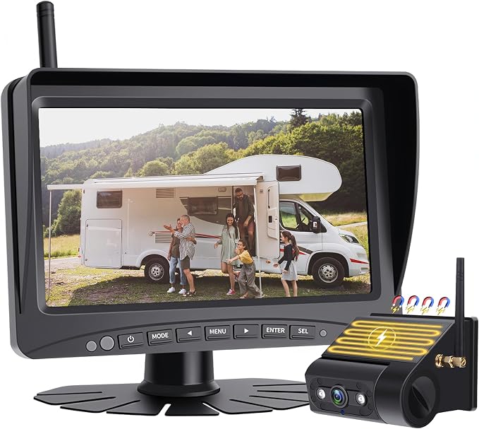 Solar Magnetic Wireless Backup Camera, 7 Inch Portable Installation RV Backup Camera, 1080P HD Rear View Camera, Rechargeable 7'' Monitor Kit for Car, IR Night Vision, 150° Wide Angle, DIY Guide Lines