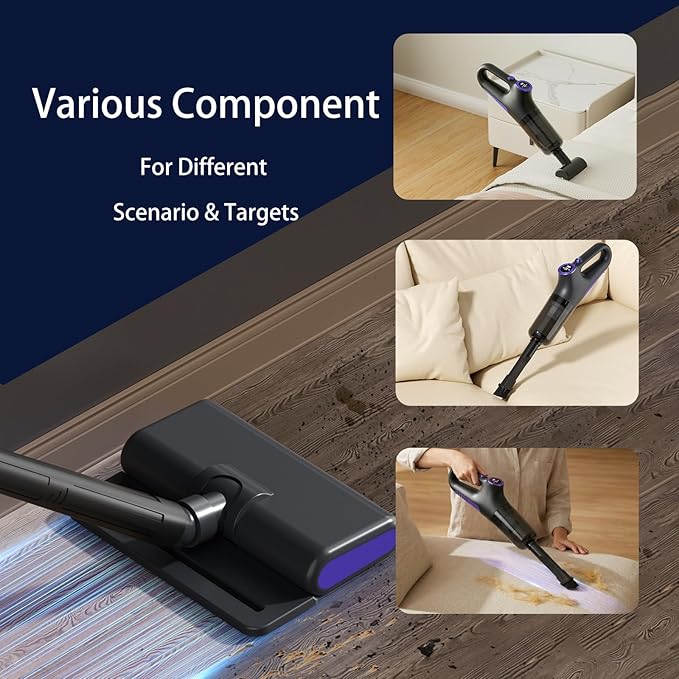 Cordless Vacuum Cleaner for Home & Car, 23k Pa Handheld Stick Rechargeable Dust Buster Upholstery Mattress Pet Hair, Hardwood Floor Cleaner Specialist
