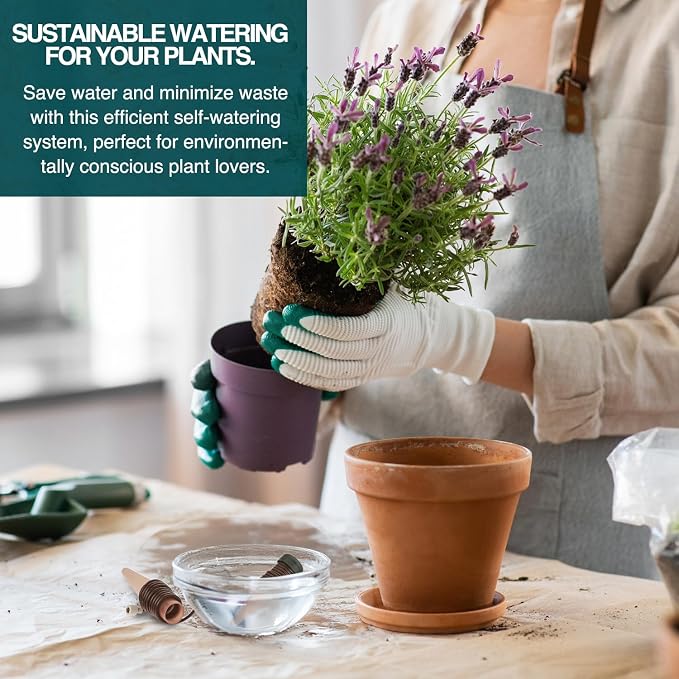 Blumat Classic Self-Watering Stakes - Prevents Overwatering and Underwatering for Healthy Growth While You are Away - Ideal for Indoor Plant Watering (6 Pack w/o Adapter)