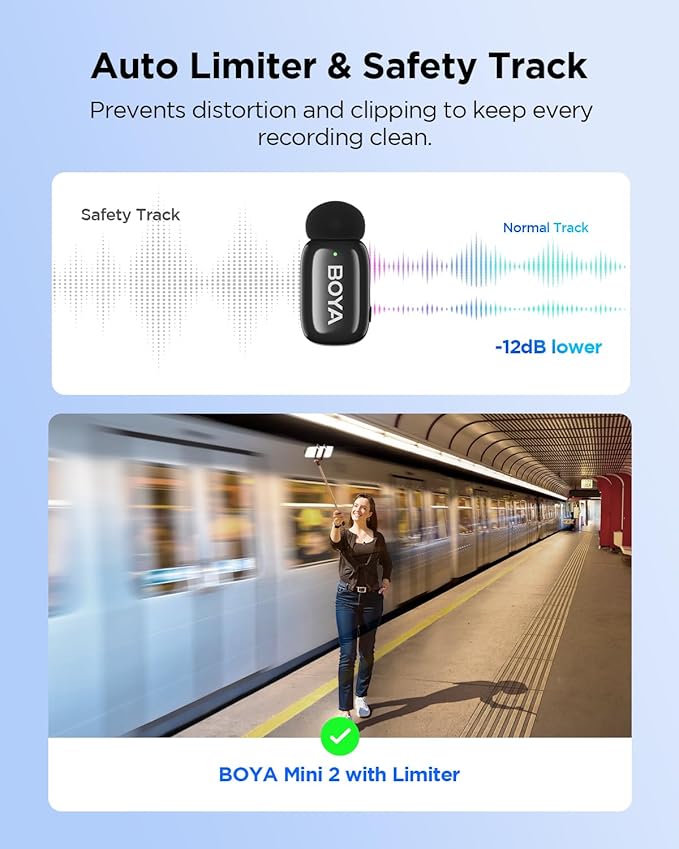BOYA Mini Wireless Lavalier Microphone for iPhone16/15 Android,USB-C Ultra Mini Mic with Noise Reduction, AI Voice Change, Lapel Mics for Video Recording, Vlogging, TikTok, YouTube(2TX+RXU)