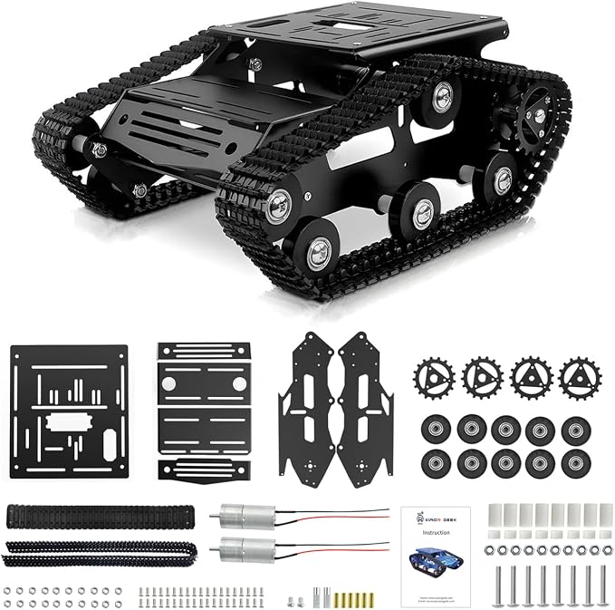 Robot Tracked Tank Car Chassis, Shock Absorbing Robot Chassis Full-Metal Robotic Moving Platform Track for Raspberry Pi Arduino Jetson Microb DIY Maker Smart Car Learning Kit