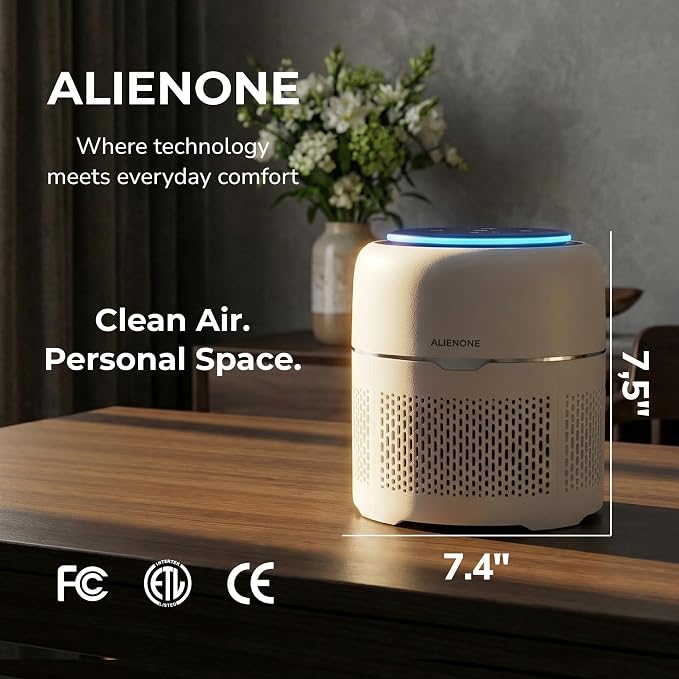 Small Air Purifier for Bedroom, Desk & Office, HEPA Filter, 3-Stage Filtration, Ultra-Quiet Sleep Mode, Compact Desktop Air Purifier for Home Dorm Travel, Pet Dander Dust Smoke, 300 Sq Ft