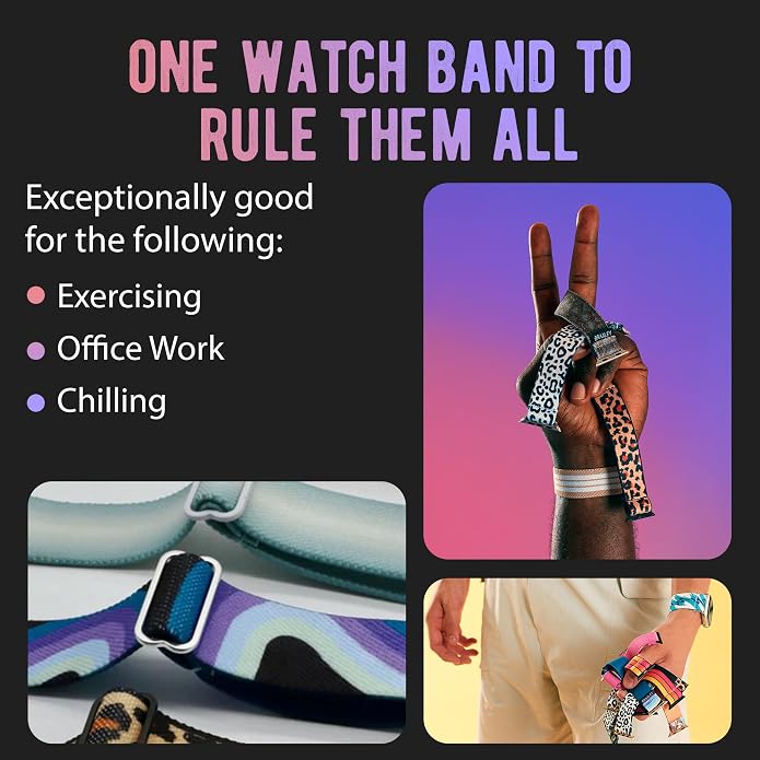 Braxley Bands for Apple Watches - Stretchy and Washable - Adjustable with Apple Watch Bands for Women & Men - Compatible with Apple Watch Series SE Ultra 9 8 7 6 5 4 3 2 1