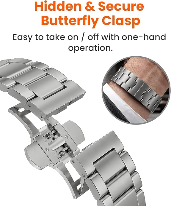 Grade 5 Titanium Band for Apple Watch Ultra 3/2/1 49mm & Series 11/10 46mm, No-Tool Adjustable with Small Links, DLC Anti-Scratch Butterfly Clasp Metal Strap for Men,CRNS03-PRO