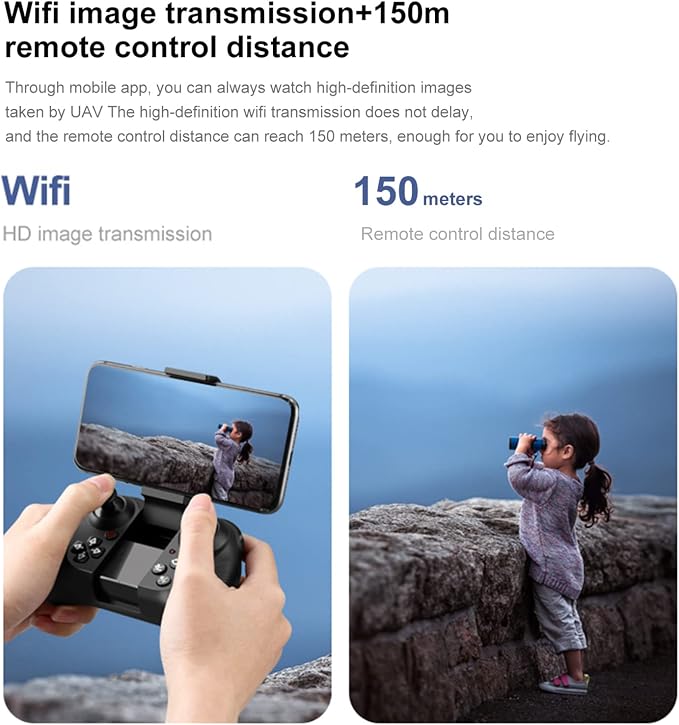 Drones with Camera for Adults 6K Foldable Headless Drone with Obstacle Avoidance Function Optical Flow Positioning Gesture Photography with Storage Bag 2 Battery