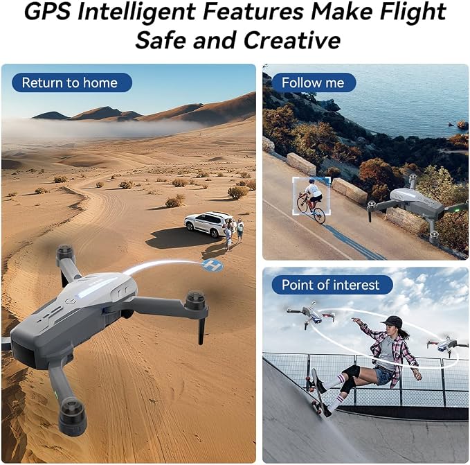 Drone with 4K Camera for Adults - B16 GPS Under 250g, Brushless Motor, Lightweight and Foldable RC Quadcopter for Beginners Toys Birthday Present, 50 Mins Long Flight