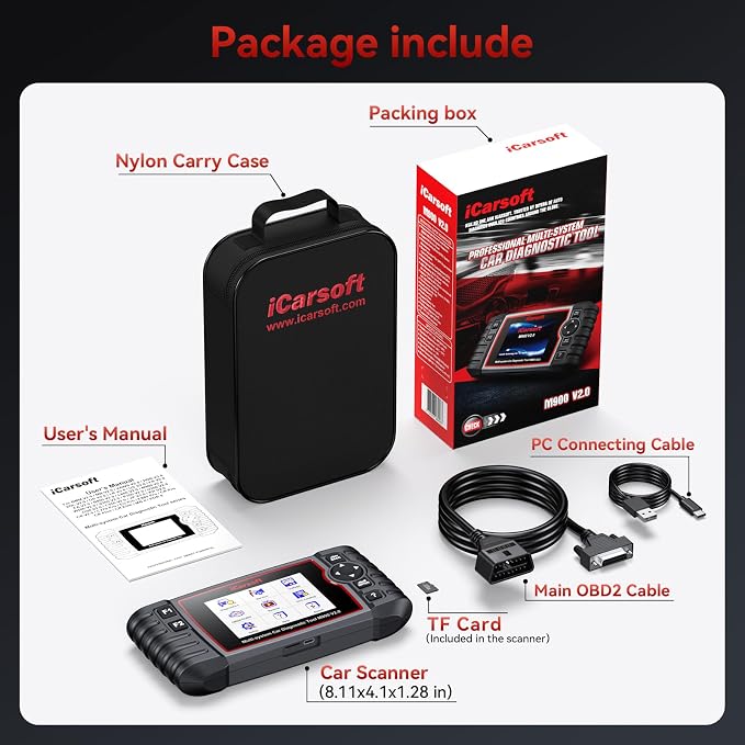 OBD2 Diagnostic Scan Tool for Mercedes Benz/Sprinter, iCarsoft M900 V2.0 Scanner Code Reader for Engine, Transmission, ABS, Airbag Systems, Oil/SAS/EPB/ETC/INJ Reset,Battery Test