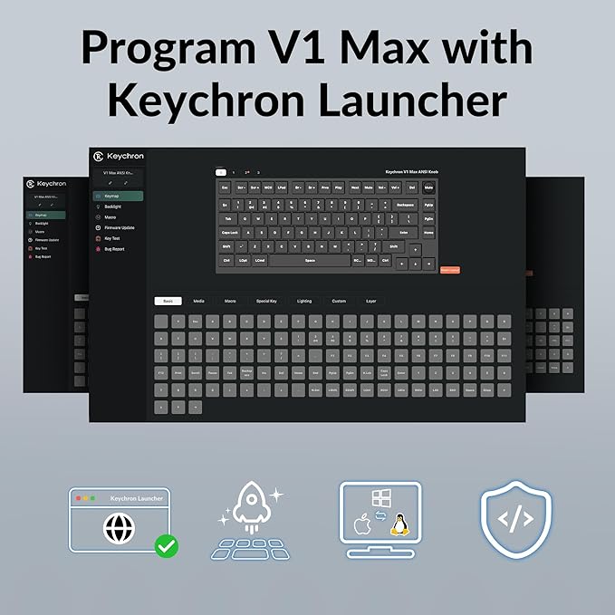 Keychron V1 Max 75% RGB Custom Mechanical Keyboard, 2.4Ghz/Bluetooth 5.1/Wired QMK/VIA Programmable Macro, Hot-Swappable Gateron Jupiter Brown Switch Gasket Mount for Mac Windows Linux