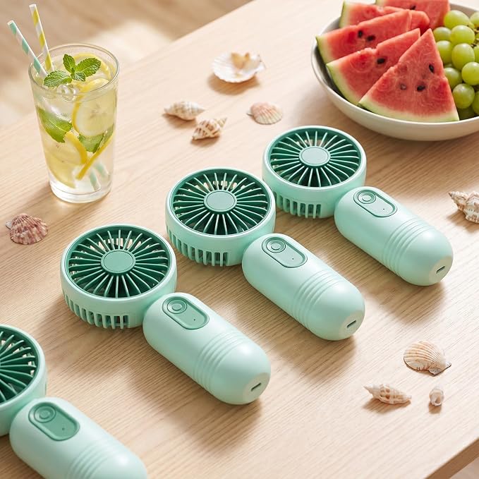 Rossesay 96 Pcs Mini Portable Fan Bulk Cute Handheld Lightweight Small Little Personal Hand Eyelash Fan 3 Speeds USB Rechargeable for Women Men Indoor Outdoor Makeup Travel (Green)