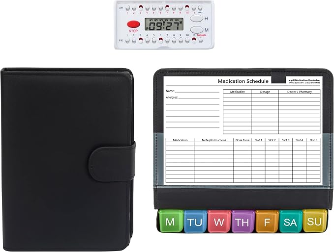 e-Pill 5 Times a Day x 7 Day Large Weekly Pill Organizer, Vitamin and Medicine Pill Box - with Discreet Case and Pill Reminder