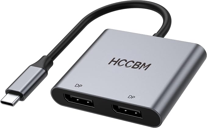USB C to Dual DisplayPort(DP) Adapter Splitter 8K, Dual Monitor Adapter for Dell HP Surface Laptops,Type C to 2 DP Hub Dongle 8K@30hz/ 4K@144HZ...