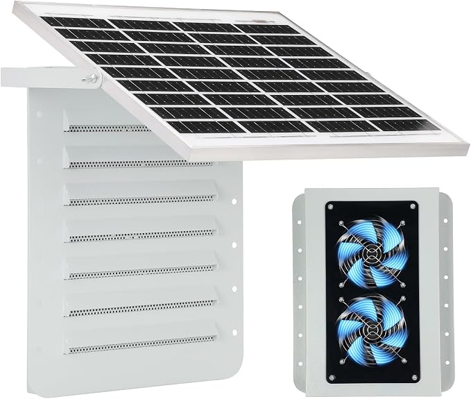 2026 Upgraded Solar Shipping Container Vent Kit, 15W Adjustable Solar Panel, Dual Fans Design, Weatherproof, Easy Installation, Efficient Ventilation for Containers, Cabins, Sheds, Garages