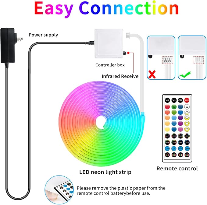 segrass 32.8FT Led Neon Rope Lights Control with App/Remote,Flexible Led Rope Lights,Multiple Modes,IP65 Outdoor RGB Neon Lights Waterproof,Music Sync Gaming Led Neon Strip Lights for Bedroom Décor