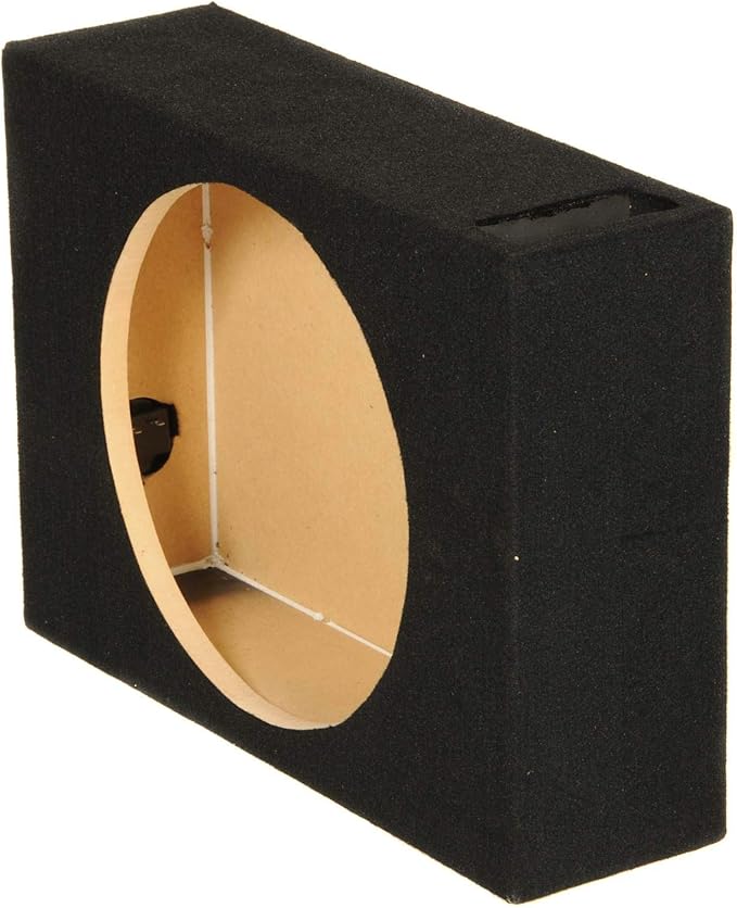 QPower Single 12-Inch Vented Shallow Subwoofer Box – Audio Box Enclosure with Black Carpet Exterior – Solid 5/8-Inch MDF Construction