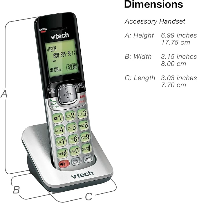 VTech CS6529-2 2-Handset Cordless Phone with Answering Machine, Caller ID/Call Waiting, DECT 6.0, Handset Speakerphone, Silver/Black