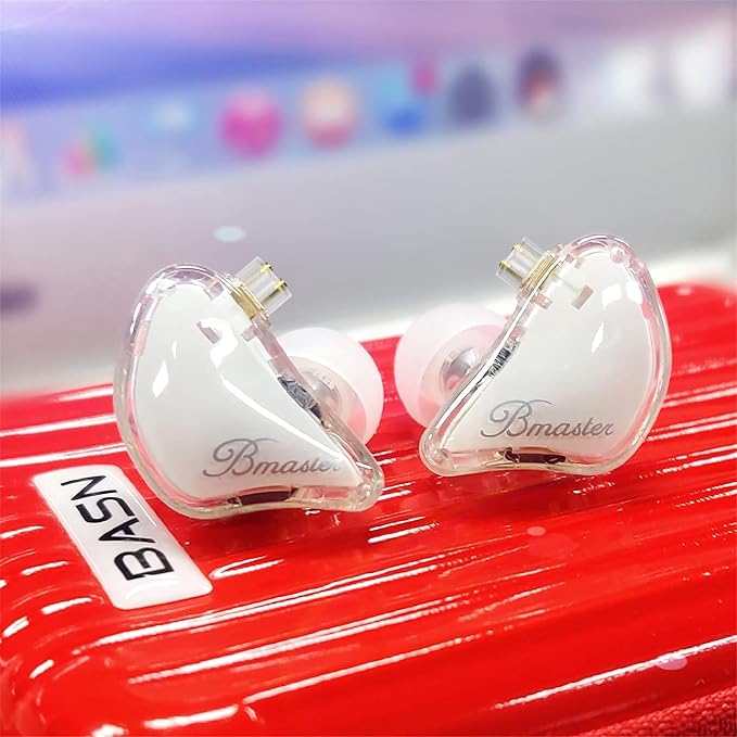 BASN Bmaster 2Pin in Ear Monitor Headphone, 1BA+2DD Hybrid Driver Sound Isolation Earbuds Suitable for Live Stage, Music Performance (White)