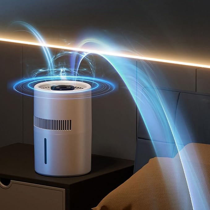 Air Purifier and Humidifier, 2 in 1 5W 4L Water Tank Quiet Evaporative Humidifier and Air Purifier Combo for Office Bedroom Nursery