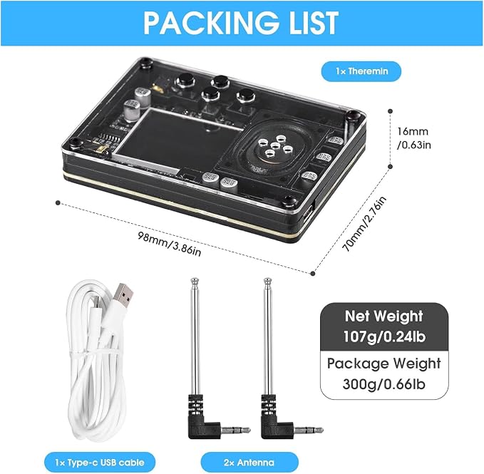 Theremin Instrument Kit - Electronic Innovative Mini Musical Instrument Gift with Screen Display