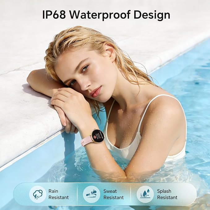 Gydom 1.27” Smart Watch for Women Men Compatible iPhone & Android (Answer/Make Call), Activity Fitness Tracker with 101+ Sports Modes, Heart Rate/SpO2/Stress/Sleep/Period Monitor, 2 Bands, IP68, Pink