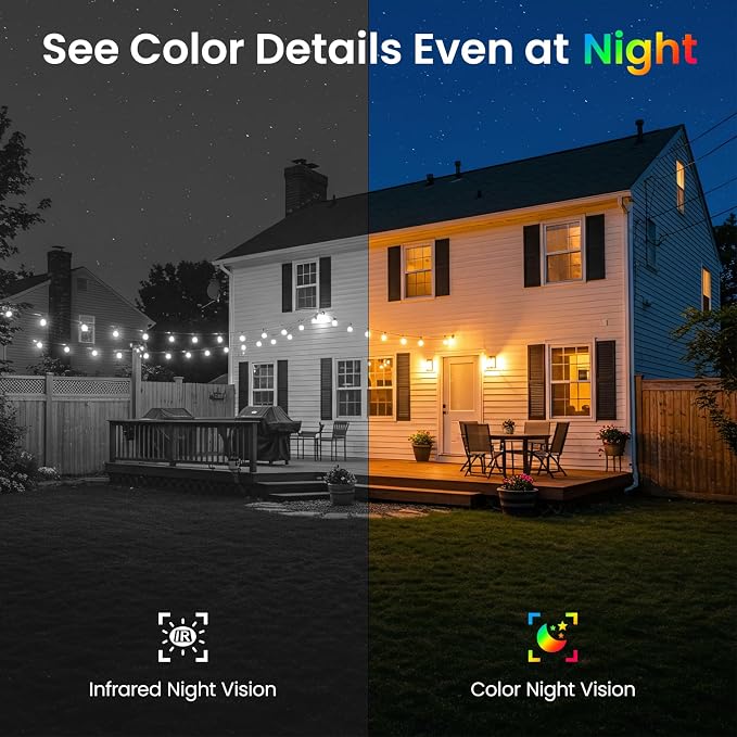 2K 3MP Security Cameras Wireless Outdoor, Battery Powered AI Human Detection Outdoor Camera with White Light, Siren, Color Night Vision, 2-Way Talk, IP65 Waterproof, SD/Cloud Storage, 2.4Ghz WiFi only