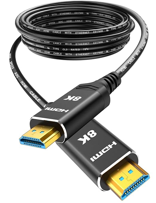 Highwings 8K 4K 120HZ 40 FT HDMI Cable Fiber Optic, Unidirectional in-Wall CL3 Rated Long HDMI 48Gbps High Speed [8K@60Hz] Dynamic HDR/eARC/HDCP 2.2&2.3/3D, Compatible for Desktop GPUs 30&40 Series