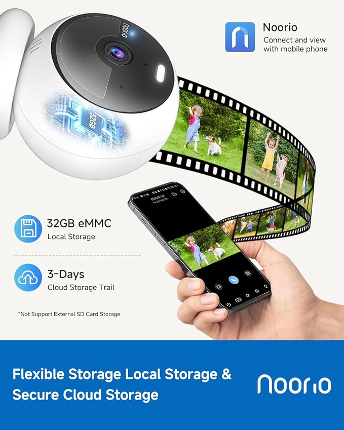 Noorio Security Cameras Wireless Magnetic, 2K Indoor Outdoor Camera for Home Battery Powered, Smart Motion Detection Outdoor Pet Camera, Free Local Storage MagCam, 2.4G WiFi, B210S