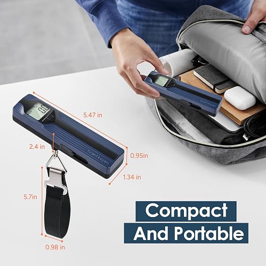Battery-Free Luggage Scale – No Batteries Needed, Portable Digital Hanging Suitcase Weight Scale for Air Travel & Checked Bags, 110lb/50kg, LCD Display, Compact Travel Accessory