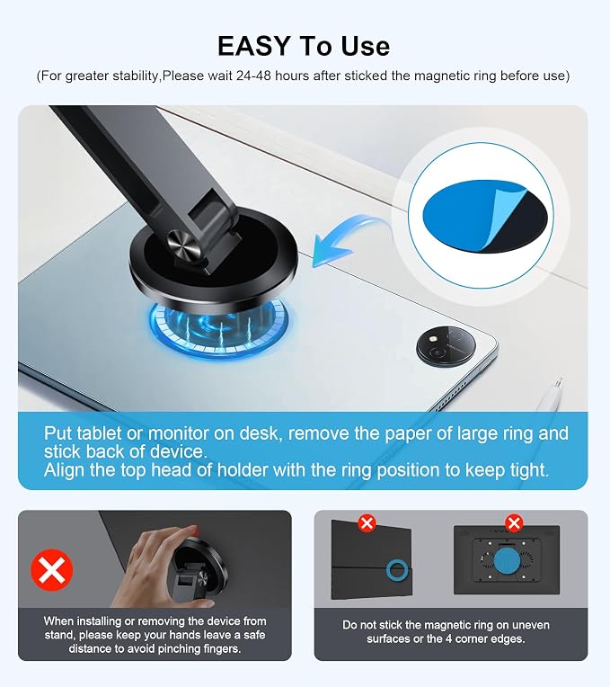 Adjustable Magnetic Stand Holder for 10-18.5 Inch Small Portable Monitor Tablet, Aluminum Alloy Foldable Arm Swivel Desk POS Stand Mount for iPad Air Mini Pro 12.9 13, Samsung Galaxy Tabs