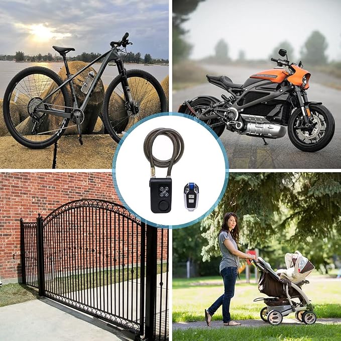 Mengshen Bike Lock with Remote Control Anti-Theft Vibration Alarm IP55 | Anti-theft Vibration Alarm, 31 Inch Cable Length, IP55 Waterproof