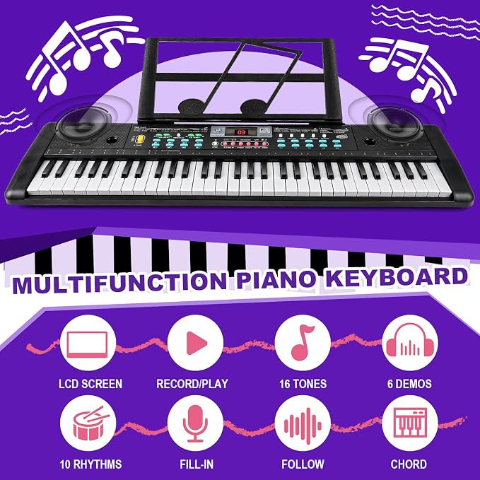 Kids Keyboard Piano - 61 Keys Fun Toy Toddler Electronic Pianos with Microphone | Explore Creativity | Unleash Child’s Talent, Perfect Educational Musical Toys Gift for Boys & Girls Ages 3-9