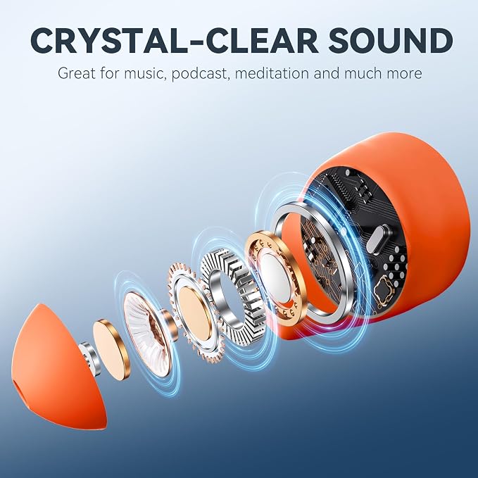 Sleepals micro Sleep Earbuds for Side Sleepers | Sleep Headphones with Soft and Snug Fit | Moderate Noise Reduction (not ANC) | Small and Light, 4H Single Play, 28H with Charging Case (Orange)
