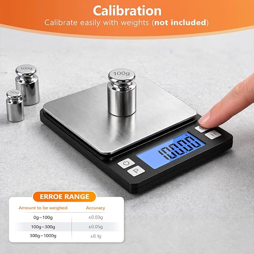 BOMATA 0.01g High Precision Jewelry Scale, 1000g Digital Gram Scale with Hold, Tare & Counting Function, Small & Portable Design for Gold, Bullion, Coins, Gemstones & Crafts, Black