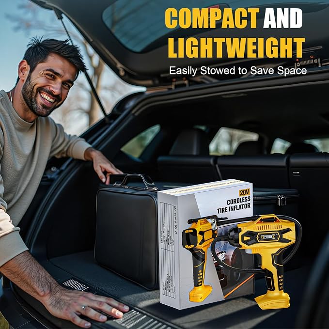 DIYtoolifz Cordless Tire Inflator Air Compressor Compatible with Dewalt 20V Battery, 160PSI Portable Air Pump with Digital Pressure Gauge, Fast Inflation for Cars, Motorcycles, Bikes (Tool Onlyl)