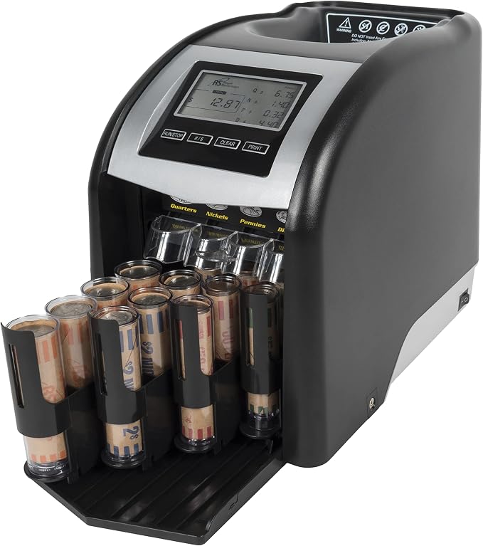 Royal Sovereign 4 Row Electric Coin Counter/Sorter with Patented Anti-Jam Technology & Digital Counting Display (FS-44N), Black