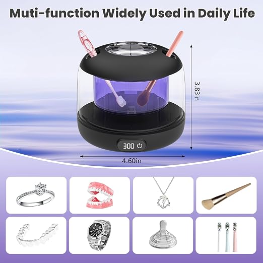 Upgraded Ultrasonic Retainer Cleaner Machine,45kHz Professional Dental Cleaning Pod with Digital Timer & 200ML Capacity,Deep Cleaning for Denture,Night Guard,Aligner,Toothbrush,Jewelry and More(Black)