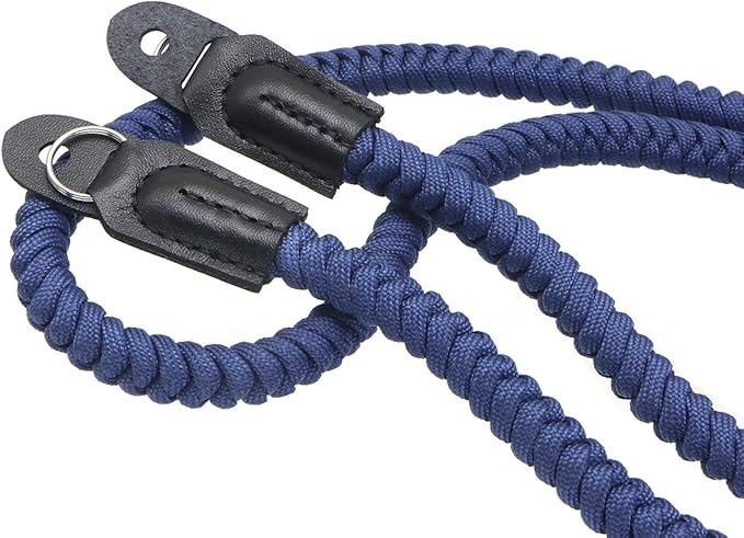 Paracord Woven Camera Neck Shoulder Strap Belt Hand Compatible with Canon Nikon Sony Olympus Pentax Fujifilm Panasonic SLR DSLR Digital Mirrorless Cameras 36inch Navy Blue